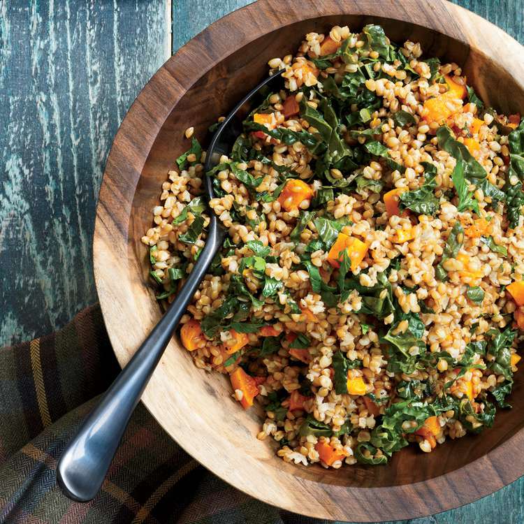 Wheat Berry Salad with Tuscan Kale and Butternut Squash