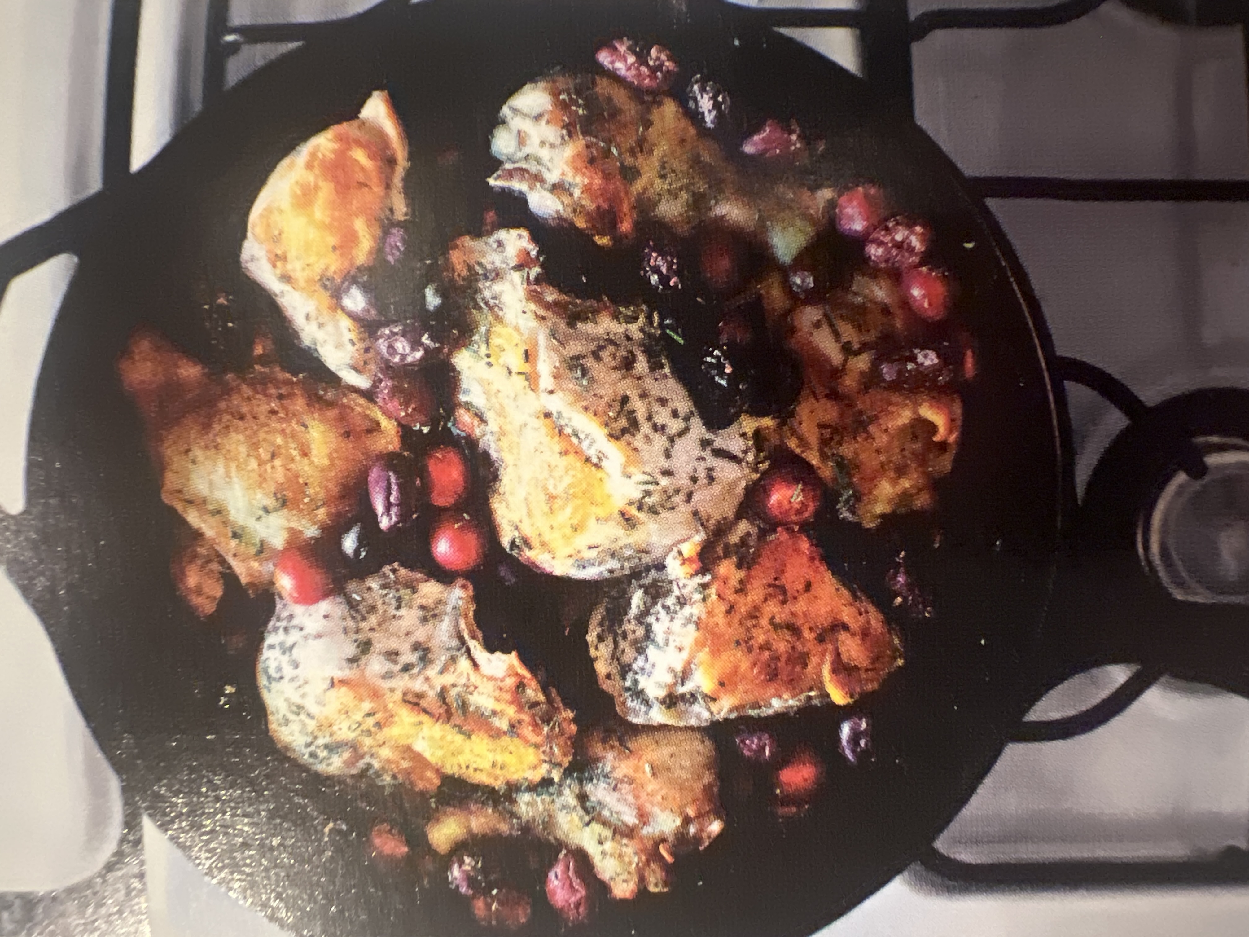 Harvest Roast Chicken with Grapes, Olives, and Rosemary