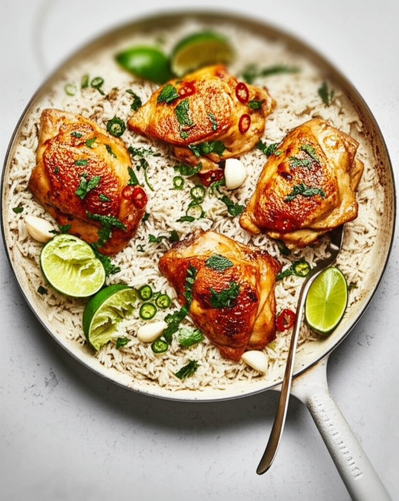 one-pan coconut-lime chicken and rice
