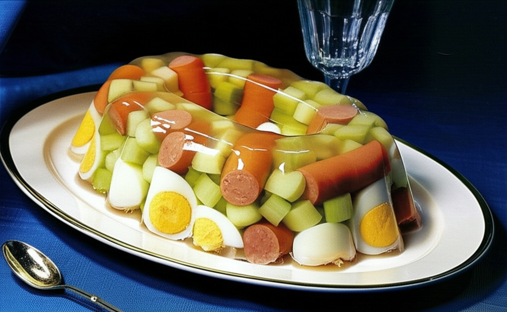 Jellied Bouillon with Frankfurters