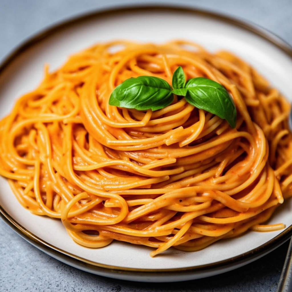 Cream Rose Sauce on Noodles