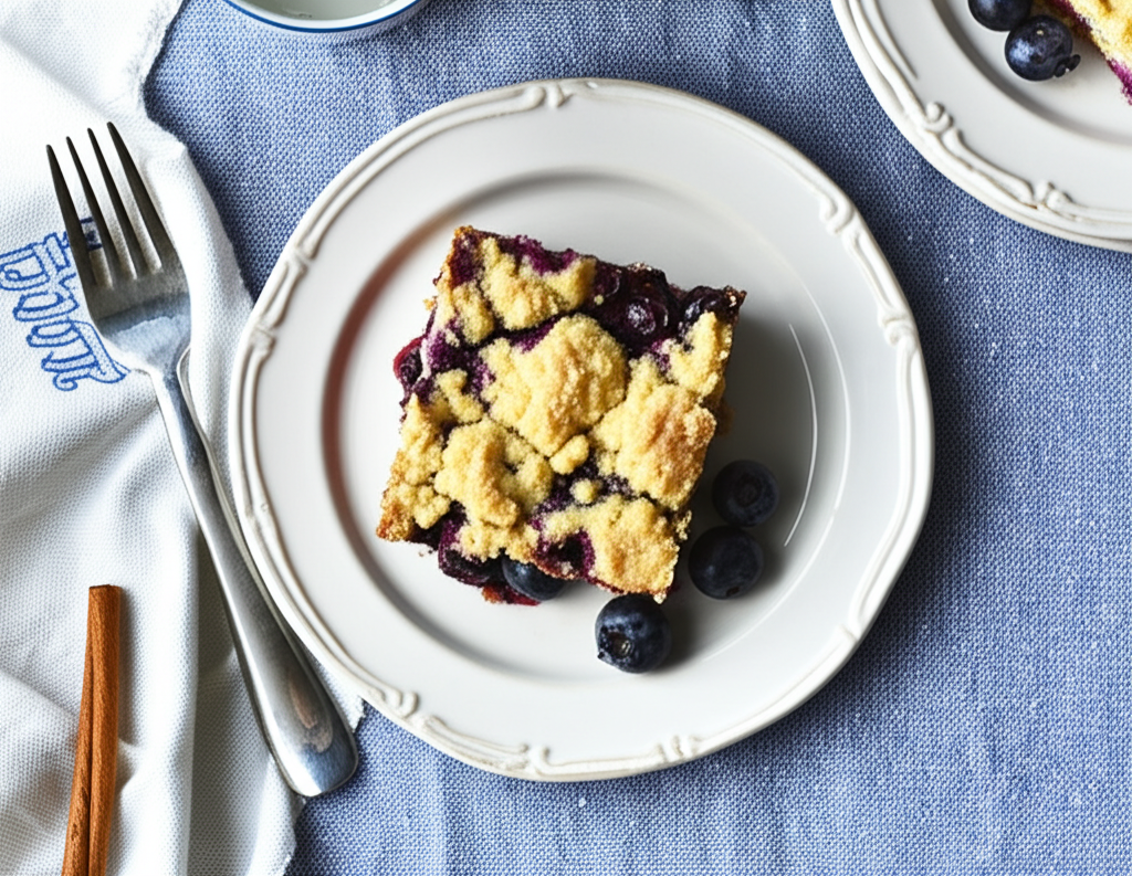 Blueberry Buckle Coffee Cake with crumble topping