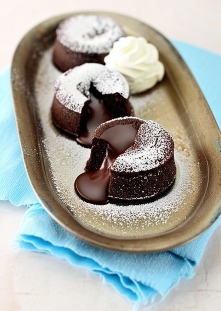 Molten Chocolate Cakes with whipped cream